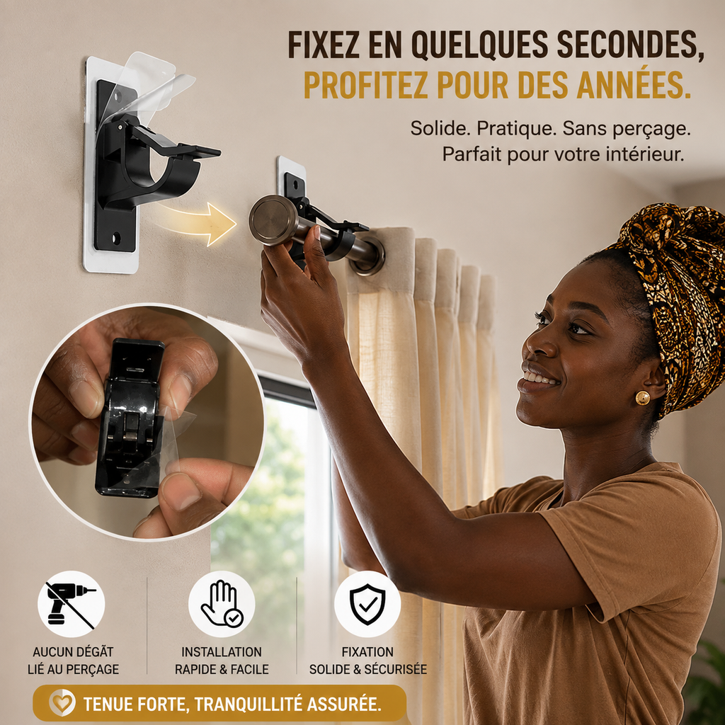 Support de Tringle à Rideau – Installez vos rideaux simplement, sans bricolage compliqué