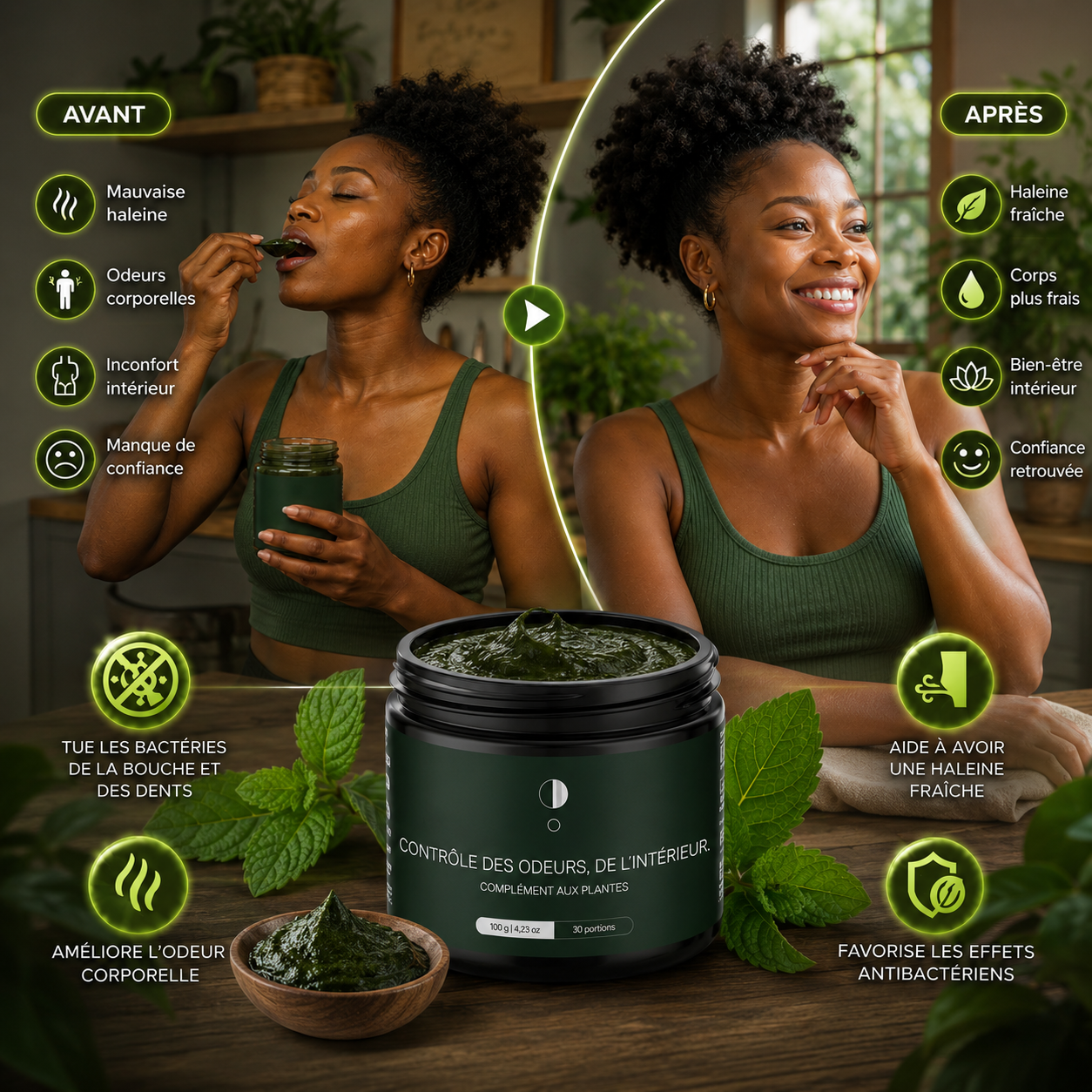 Complément Herbal pour le Contrôle des Odeurs Internes – La fraîcheur qui vient de l’intérieur