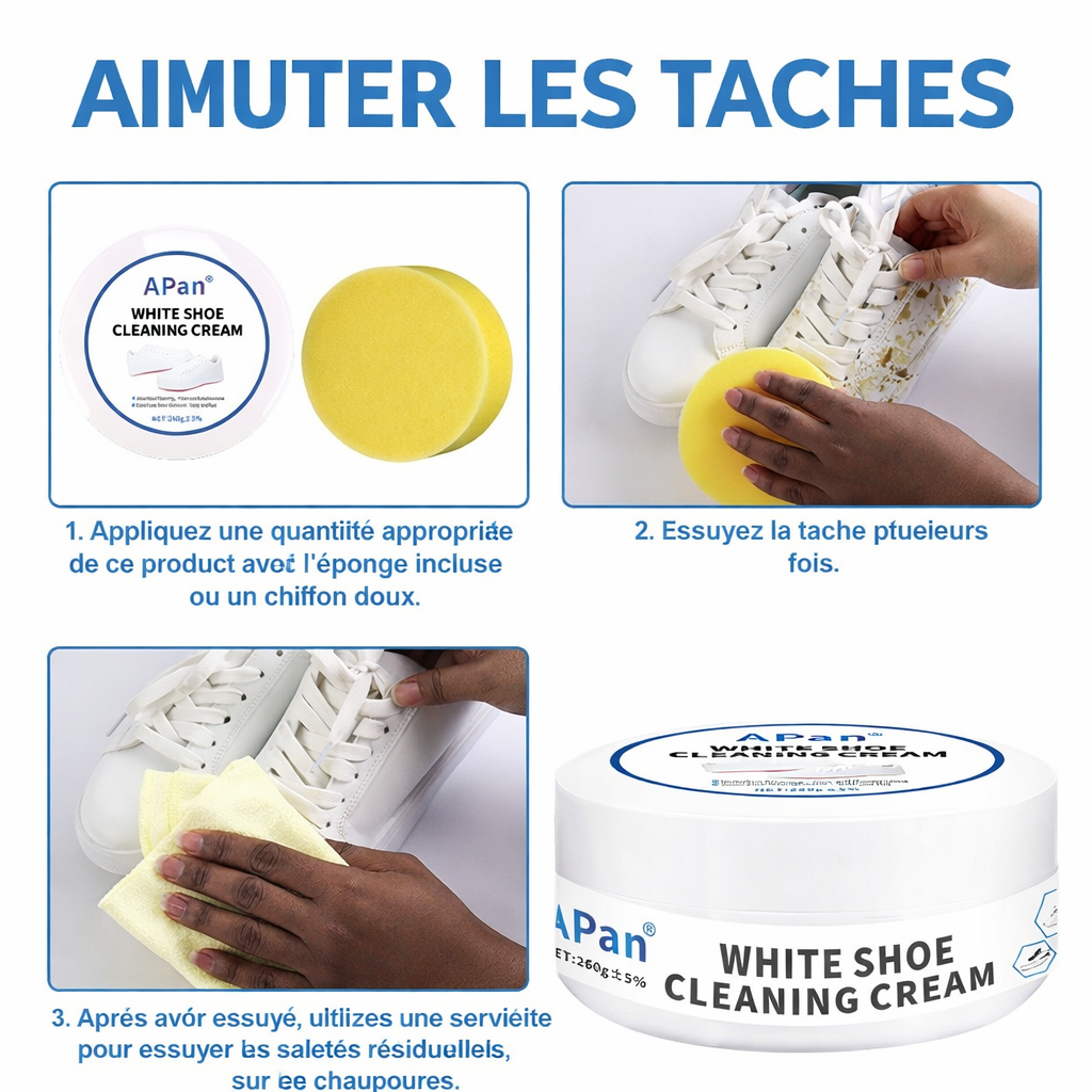 Crème Nettoyante pour Chaussures Blanches – Redonnez vie à vos sneakers!