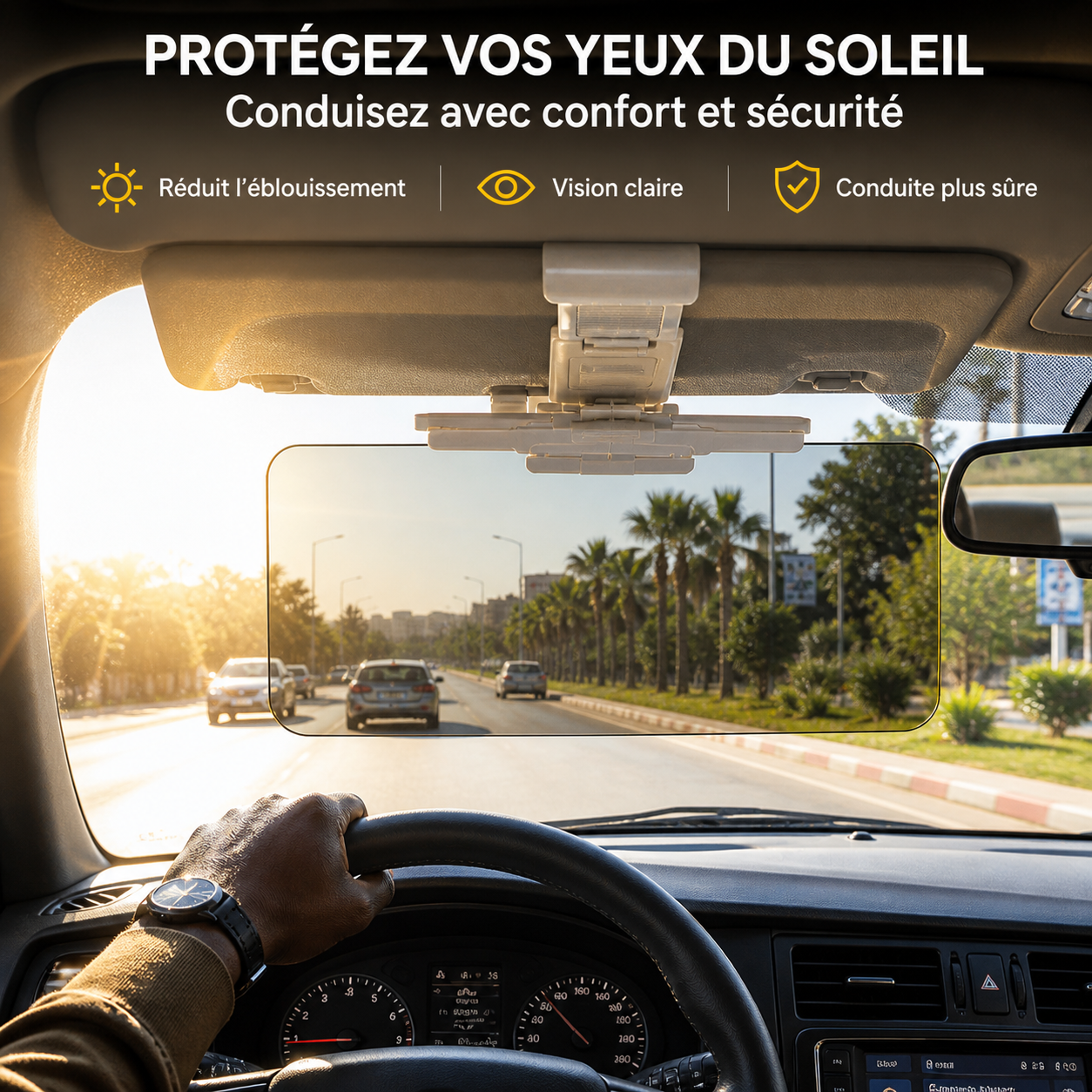 Pare-soleil anti-éblouissement pour voiture, jour et nuit🌟☀️