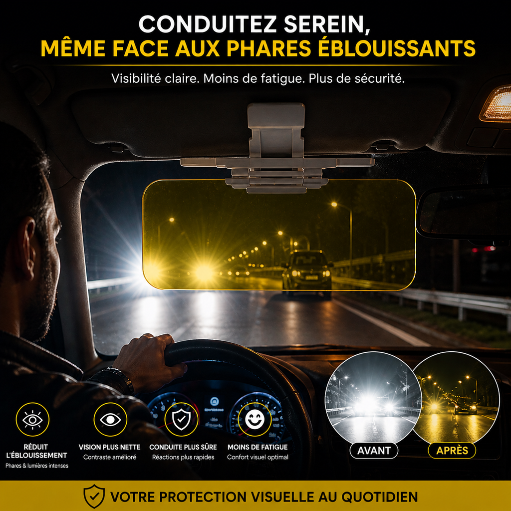 Pare-soleil anti-éblouissement pour voiture, jour et nuit🌟☀️