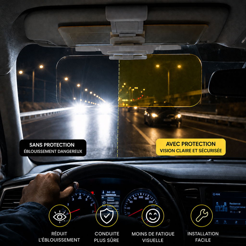 Pare-soleil anti-éblouissement pour voiture, jour et nuit🌟☀️